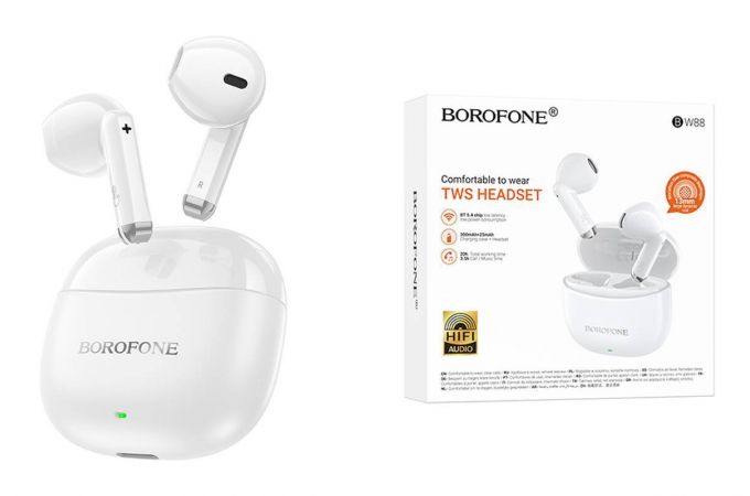 Наушники вакуумные беспроводные BOROFONE BW88 Deep rhyme true wireless BT headset (белый)