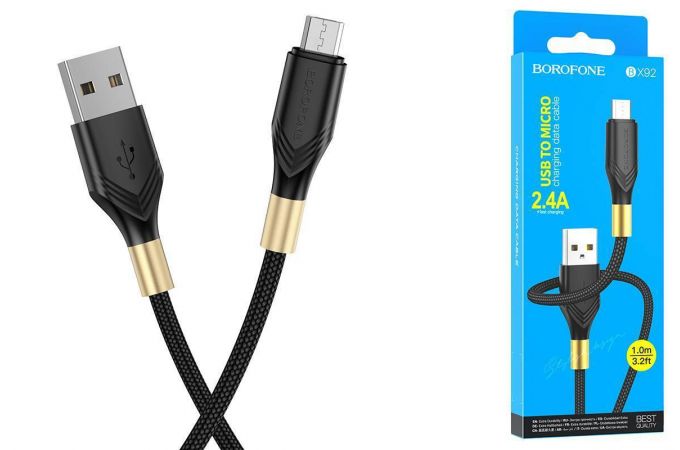 Кабель USB - MicroUSB BOROFONE BX92 2,4A (черный) 1м