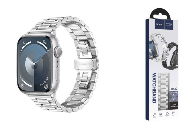 Ремешок для Apple Watch HOCO WA32 Grand series five-bead steel strap(42/44/45/49 мм) серебристый