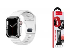 Ремешок для Apple Watch HOCO WA27 Flexible series stepped pattern solid color silicone strap (42/44/45/49 мм) белый