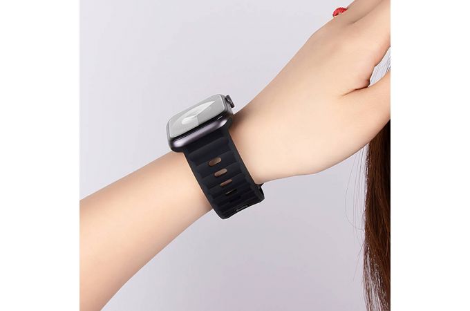 Ремешок для Apple Watch HOCO WA27 Flexible series stepped pattern solid color silicone strap (42/44/45/49 мм) белый