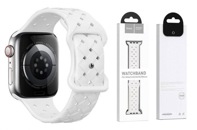Ремешок для Apple Watch HOCO WA16 Flexible series bamboo pattern solid color silicone strap (38-41 мм, white)