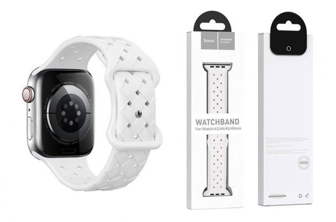Ремешок для Apple Watch HOCO WA16 Flexible series bamboo pattern solid color silicone strap (42-49 мм, white)