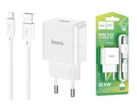 Сетевое зарядное устройство USB + кабель Lightning HOCO C106A 2100mAh (белый)