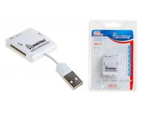 Картридер Smartbuy 713, USB 2.0 - SD/microSD/MS/M2, белый (SBR-713-W)