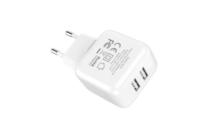 Сетевое зарядное устройство 2USB BOROFONE BA18 2100mAh (белый)