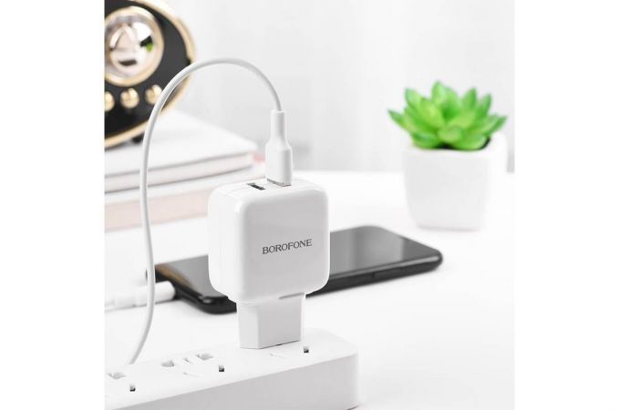 Сетевое зарядное устройство 2USB BOROFONE BA18 2100mAh (белый)