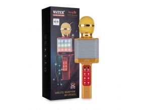 Караоке микрофон WSTER WS-1828 (Bluetooth, динамики, USB) (золотистый)