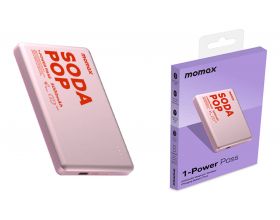 Универсальный дополнительный аккумулятор Power Bank MOMAX Soda pop 1-Power pass(5000mAh) wireless charging IP135AP) Pink