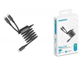 Кабель USB 2 в 1 MOMAX Mag.Link 100W USB-C to Dual USB-C Magnetic cable (DC85D) 1.5M Black (черный)