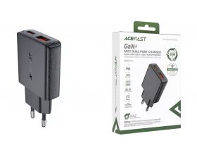 Сетевое зарядное устройство USB + USB-C ACEFAST A69 PD30W GaN Ultra-thin Black (черный)