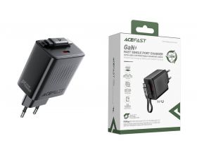 Сетевое зарядное устройство ACEFAST A110 PD30W GaN charger(USB-C+USB-C) with retractable cable, Black (черный)