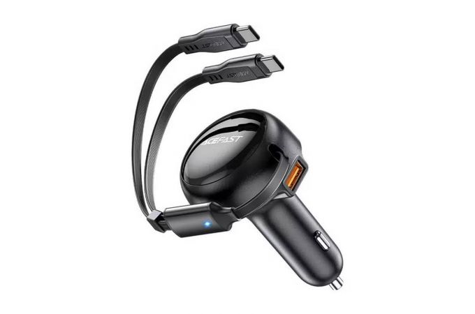 Автомобильное зарядное устройство АЗУ USB ACEFAST B13 53W With Retractable Cable Black (черный)