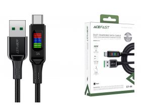 Кабель USB - USB Type-C ACEFAST C7-04 zinc alloy charging data cable with display Black (черный)