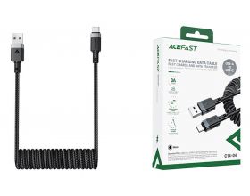 Кабель USB - USB Type-C ACEFAST C14-04 spring charging data cable, Black (черный)