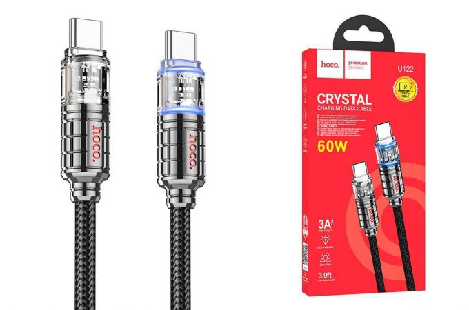 Кабель USB Type-C - USB Type-C HOCO U122 60W (черный) 1м