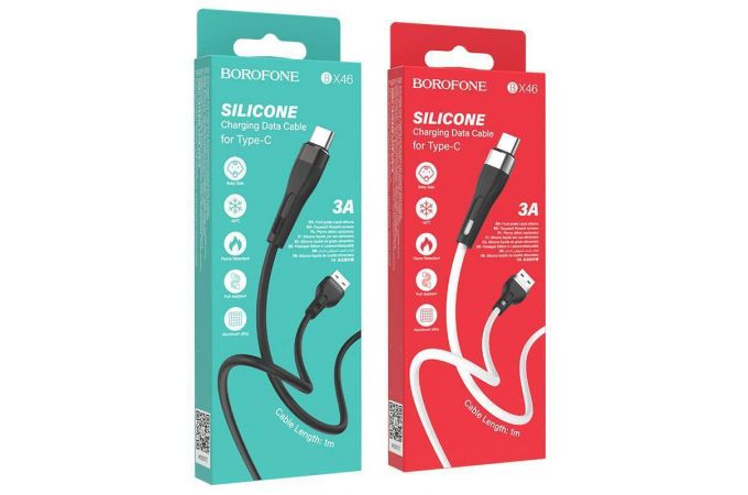 Кабель USB - USB Type-C BOROFONE BX46  (черный) 1м (силиконовый)