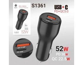 Автомобильное зарядное устройство deespi ES31 PD30W+QC3.0 55W (Black)
