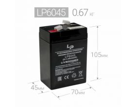 Аккумулятор свинцово-кислотный Live-Power LP6045 6V 4.5Ah (70*47*101mm)