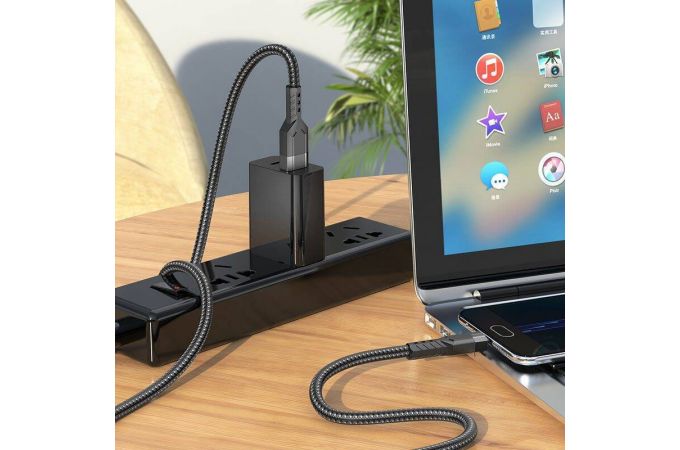 Кабель USB - MicroUSB HOCO U110 2,4A (черный) 1,2м