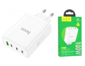 Сетевое зарядное устройство USB + 3 USB-C HOCO N31 Glory PD100W (белый)