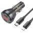 Автомобильное зарядное устройство АЗУ 2USB-C + кабель Lightning HOCO NZ12C PD60W (черный прозрачный)