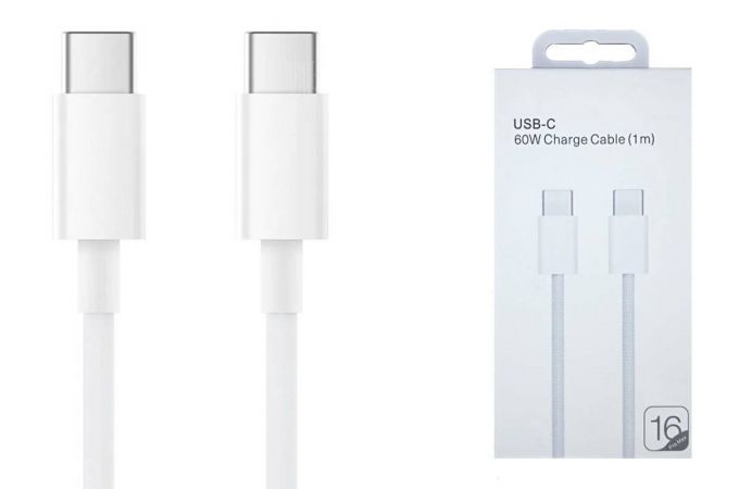 Кабель USB Type-C - USB Type-C 5A/20V, PD60W iP17 (org) A2795 MQKJ3ZM/A (белый) 1м