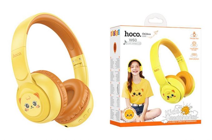 Наушники мониторные беспроводные HOCO W60 Rhyme Bluetooth (желтый)