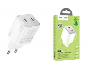 Сетевое зарядное устройство 2USB-C HOCO N42 Elogiado PD45W (белый)