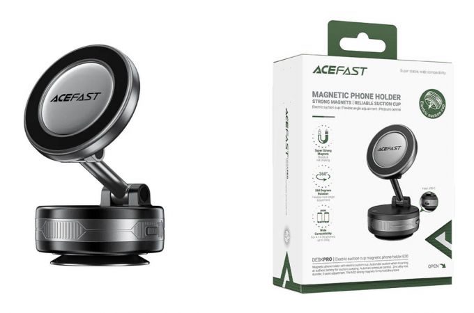 Держатель автомобильный для телефона ACEFAST E30 Electric suction cup magnetic Phone holder, Metal gray