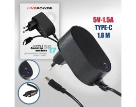 Блок питания Live-Power  для станции яндекс алисы 5V SP17 5V/1,5A  (Type-C) кабель 1,8м Black (черный)