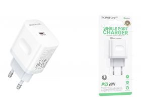 Сетевое зарядное устройство USB-C BOROFONE BA99A Breeze single port (один порт)PD20W (белый)