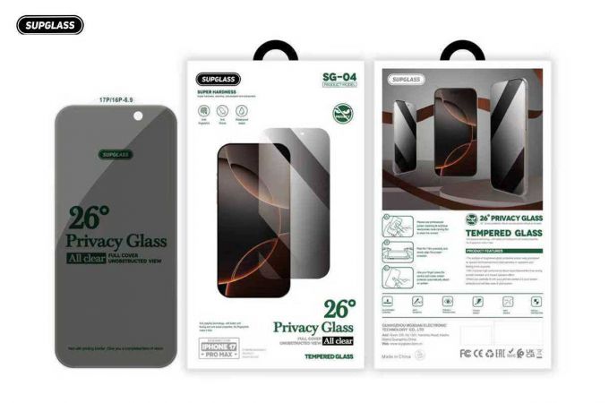 Защитное стекло Supglass SG-04 без черных рамок антишпион for IPhone 14 Pro (6.1)