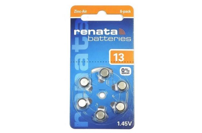 Батарейка часовая для слуховых аппаратов Renata ZA13/6BL