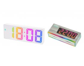 Часы настольные Орбита OT-CLT12 Белые RGB (будильник, температура, дата)