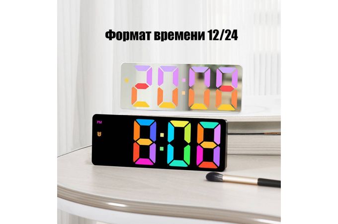 Часы настольные Орбита OT-CLT12 Белые RGB (будильник, температура, дата)