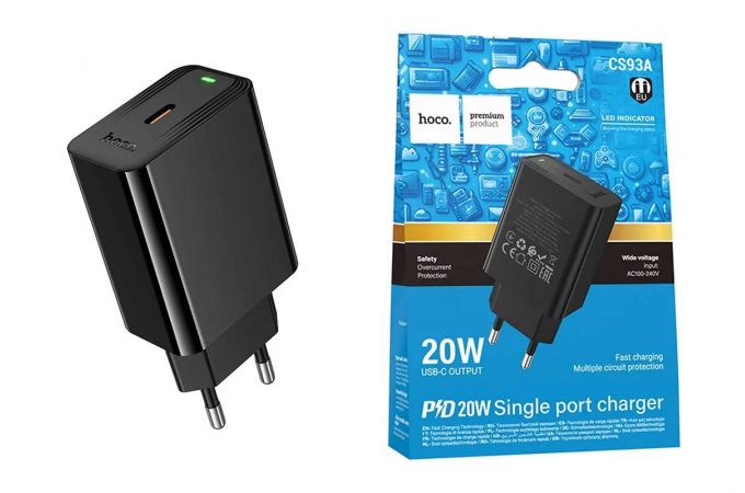 Сетевое зарядное устройство USB-C HOCO CS93A PD 20W/ (черный)