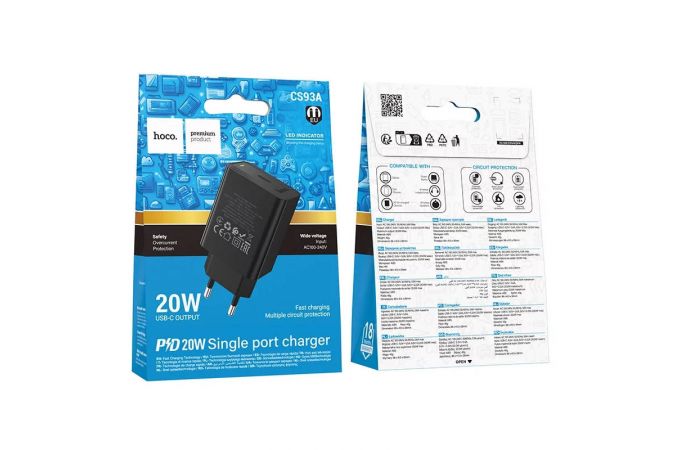 Сетевое зарядное устройство USB-C HOCO CS93A PD 20W/ (черный)