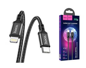 Кабель USB Type-C - Lightning HOCO X14 (черный) 1м (в оплетке)