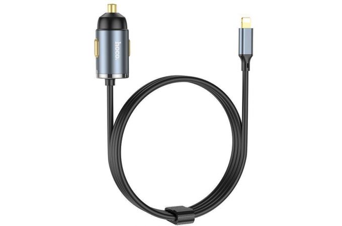 Автомобильное зарядное устройство АЗУ USB + кабель Lightning HOCO NZ7 PD20W+QC3.0 (серый)