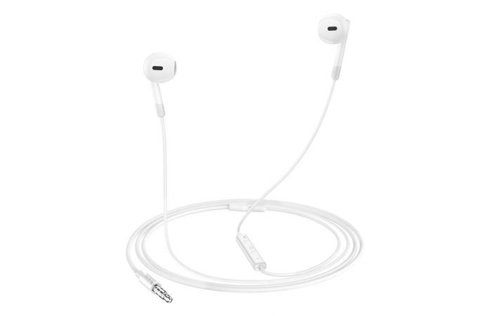 Наушники вакуумные проводные HOCO M109 Pure joy wire control earphones with microphone (белый)