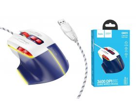 Мышь проводная НОСО GM31 Overlord luminous gaming wired mouse (бело-синий)