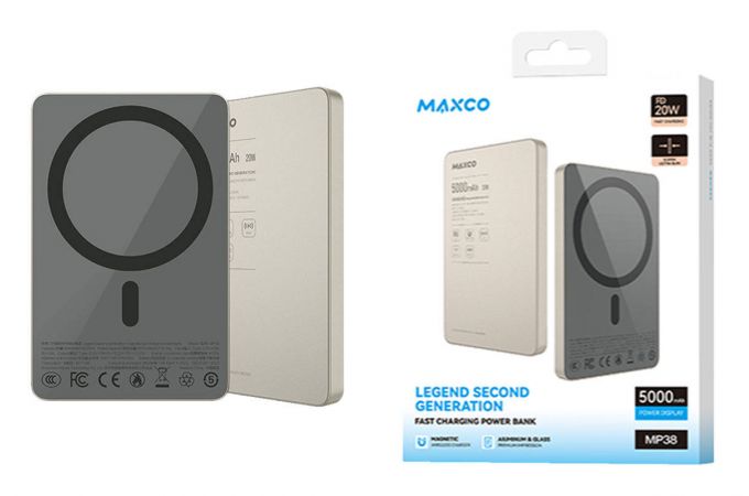 Универсальный дополнительный аккумулятор Power Bank MAXCO MP33 Magnetic fast charging (Магнитная быстрая зарядка) (5000mAh) Black (черный)