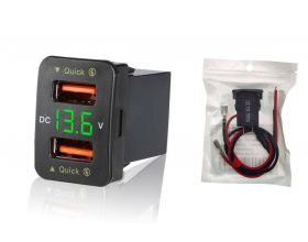 Автомобильное зарядное устройство АЗУ USB TDS TS-CAU56 врезной (черный, дисплей зеленый)