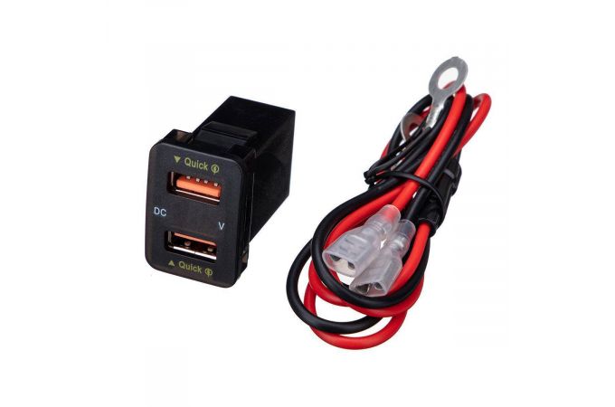 Автомобильное зарядное устройство АЗУ USB TDS TS-CAU56 врезной (черный, дисплей зеленый)