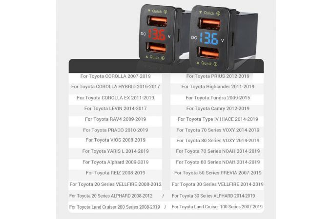 Автомобильное зарядное устройство АЗУ USB TDS TS-CAU56 врезной (черный, дисплей зеленый)