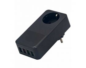 Сетевой адаптер H5011 4USB порт QC3.0/PD20W + 1 гнездо для розетки