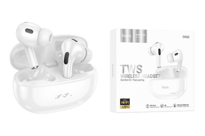 Наушники вакуумные беспроводные HOCO EW60 Plus Norman true wireless ANC BT headset (белый)