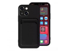Чехол силиконовый для iPhone 14 (6,1) с отделением под карту (черный)