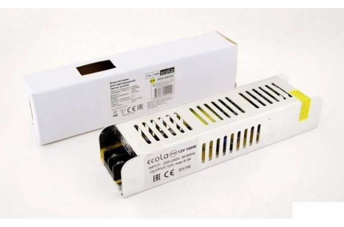 Блок питания для светодиодных лент Ecola 12V 100W IP20 187x47x37 (интерьерный) B2N100ESB